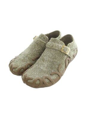 Loewe Rise Buckle Slip on Suede Khaki Brown Slippers